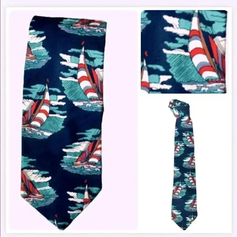 Gant blue AND RED SAILBOAT PRINT NECK TIE‎